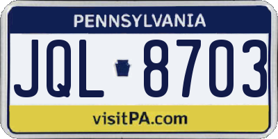 PA license plate JQL8703