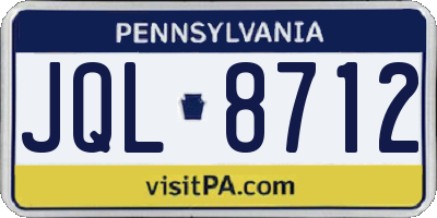 PA license plate JQL8712