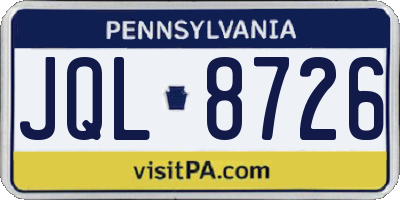 PA license plate JQL8726