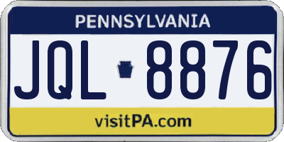 PA license plate JQL8876