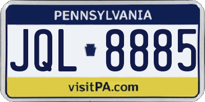 PA license plate JQL8885