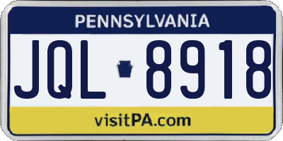 PA license plate JQL8918