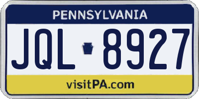 PA license plate JQL8927