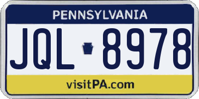 PA license plate JQL8978