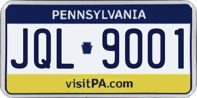 PA license plate JQL9001