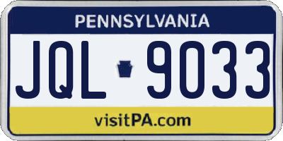 PA license plate JQL9033