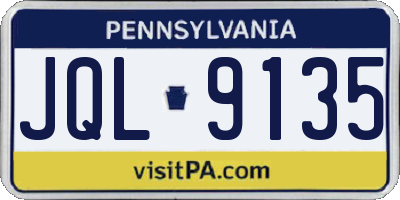 PA license plate JQL9135