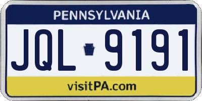 PA license plate JQL9191