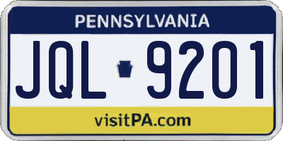 PA license plate JQL9201