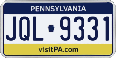 PA license plate JQL9331