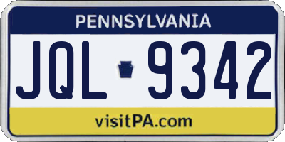 PA license plate JQL9342