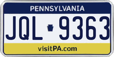 PA license plate JQL9363