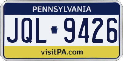 PA license plate JQL9426