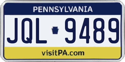 PA license plate JQL9489