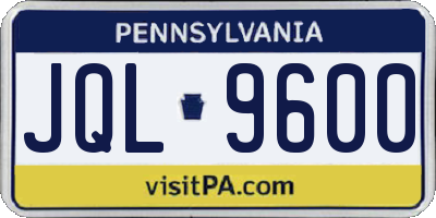 PA license plate JQL9600