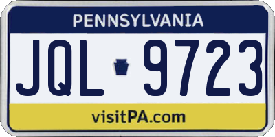 PA license plate JQL9723
