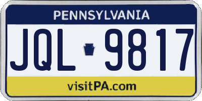 PA license plate JQL9817