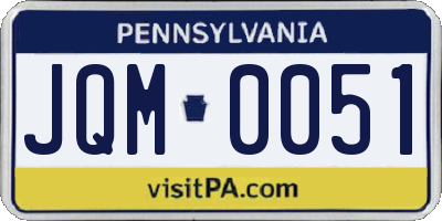 PA license plate JQM0051