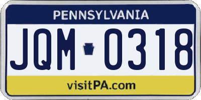 PA license plate JQM0318