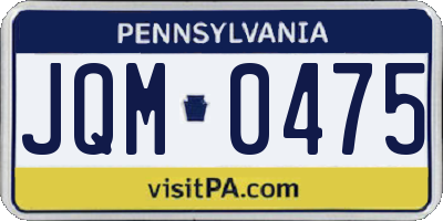 PA license plate JQM0475