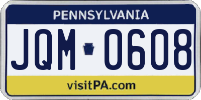 PA license plate JQM0608