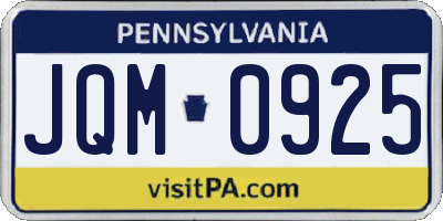 PA license plate JQM0925