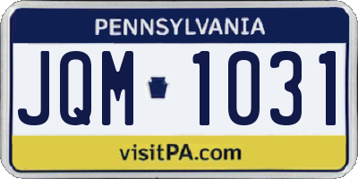 PA license plate JQM1031
