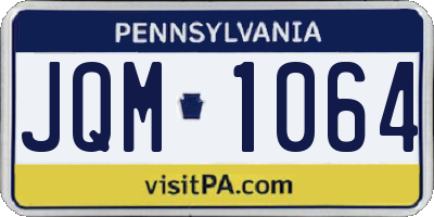 PA license plate JQM1064