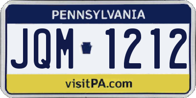 PA license plate JQM1212
