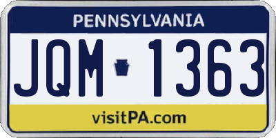 PA license plate JQM1363
