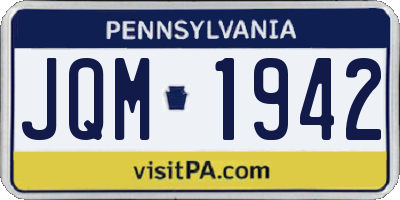 PA license plate JQM1942