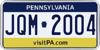 PA license plate JQM2004