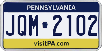 PA license plate JQM2102