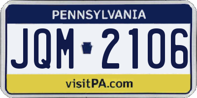 PA license plate JQM2106