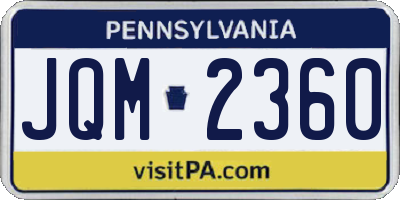 PA license plate JQM2360