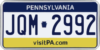 PA license plate JQM2992