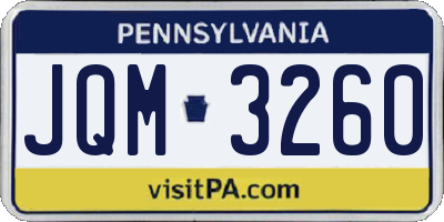 PA license plate JQM3260