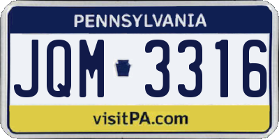 PA license plate JQM3316
