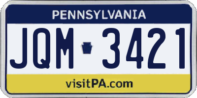 PA license plate JQM3421
