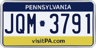 PA license plate JQM3791