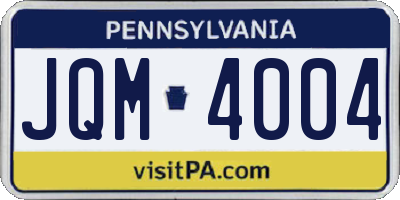 PA license plate JQM4004