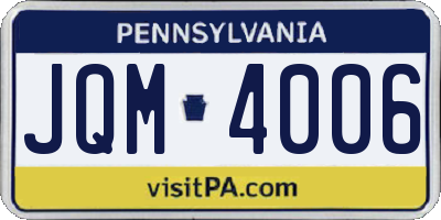 PA license plate JQM4006