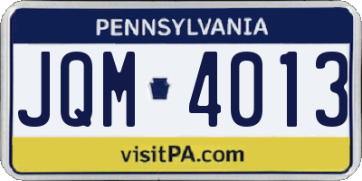 PA license plate JQM4013