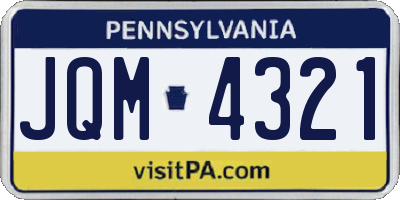 PA license plate JQM4321