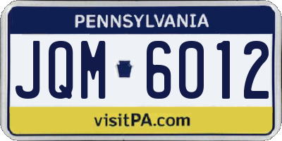 PA license plate JQM6012