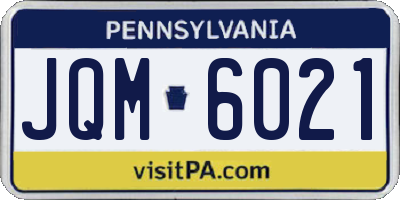 PA license plate JQM6021