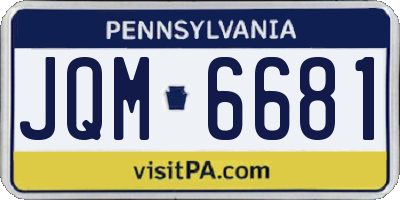PA license plate JQM6681