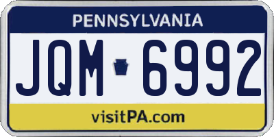 PA license plate JQM6992