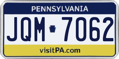 PA license plate JQM7062