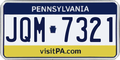 PA license plate JQM7321
